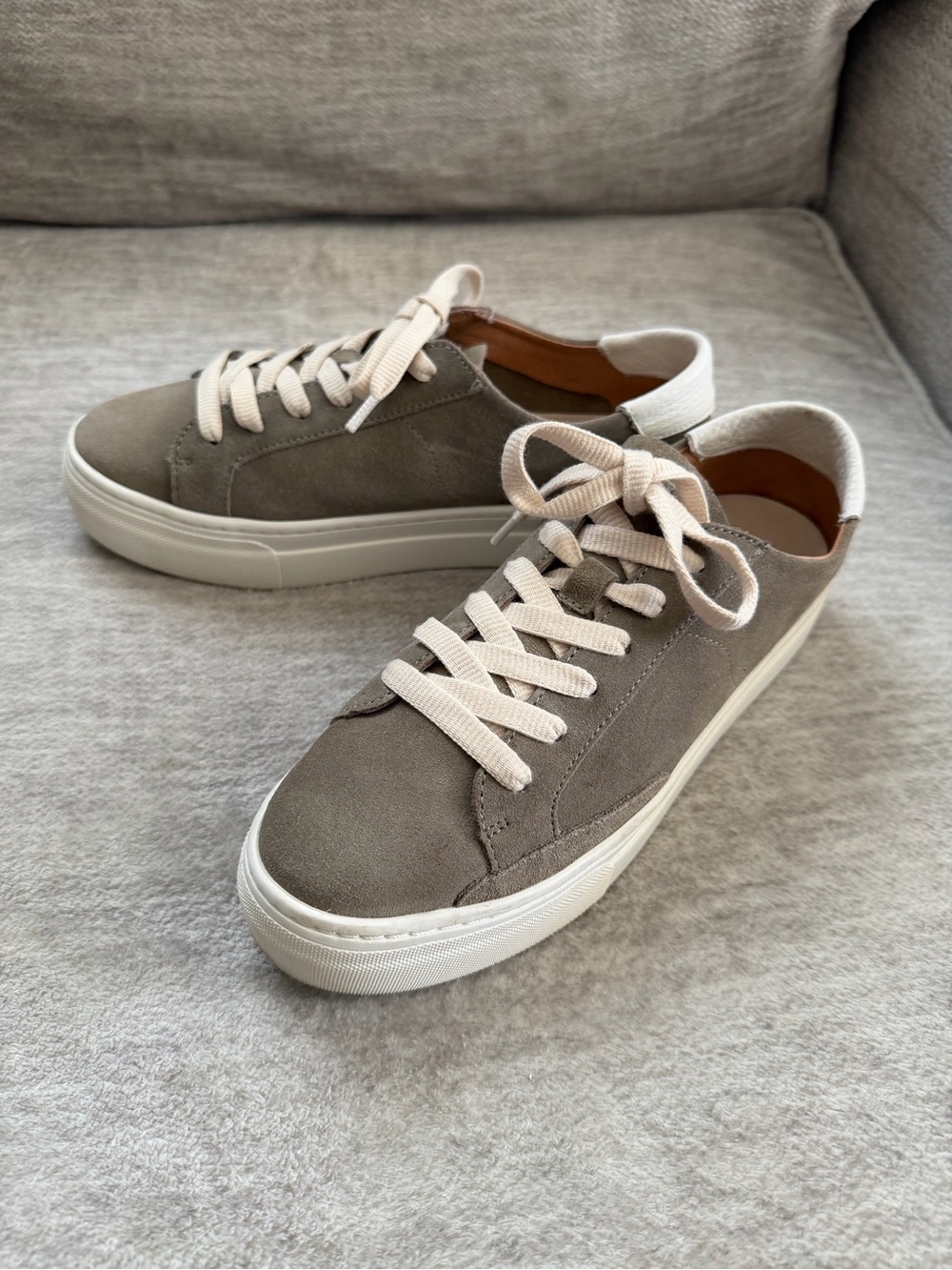 SOLUDOS Leather Suede Taupe Ibiza Platform Sneakers Size 8.5